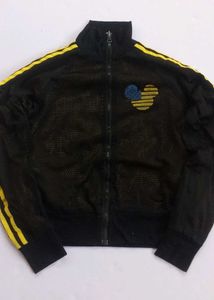 Black Track Jacket with Yellow Stripes