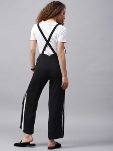 Side Button Regular Fit Solid Parallel Trousers