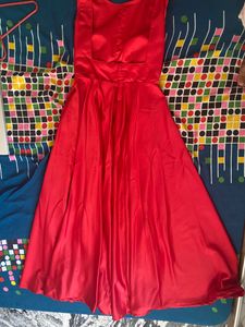 Red Satin Blackless Gown