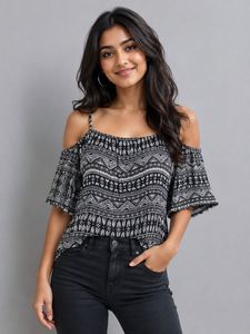 Off-Shoulder Printed Blouse