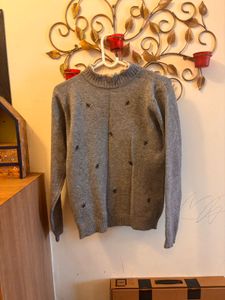Grey Embroidered Sweater