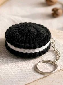 Cute Crochet Oreo Cookie Keychain