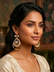 Gold Dangle Earrings with Bow Accent
