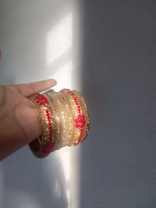 Exquisite Red &amp; Gold Bangle Set