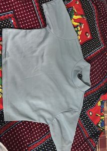 Light Blue Mock Neck Top