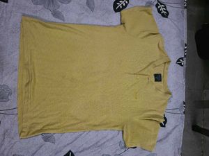Men's Yellow Textured T-Shirt