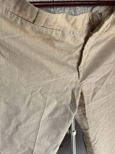 Men's Beige Linen Blend Trousers