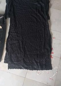Elegant Black Sequined Kurta Set