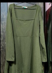 Mini Ribbed A-Line Full Sleeves Dress