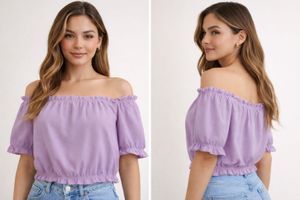 Lilac Off-Shoulder Crop Top