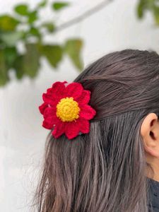 Handmade Crochet Flower Hair Clip