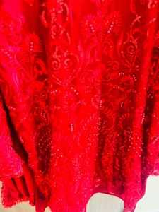 Elegant Red Pakistani Kurti with Dupatta
