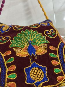 Embroidered Peacock Crossbody Bag