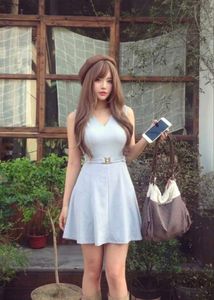 Cute  korean sky blue chic  skater Dress👗💙