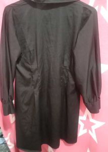 Black Lace-Up Shirt Dress