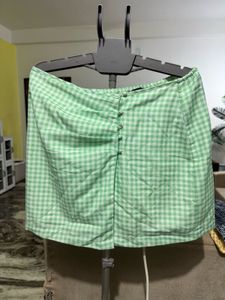 Cute Green Gingham Mini Skirt