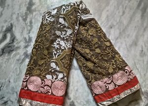 Multi Color Resham thread Weaving Net Saree