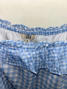 Blue Gingham Off-Shoulder Dress from AND