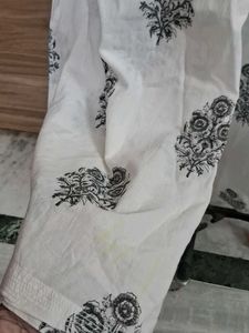 Farida Gupta White Palzos with Black Block Print