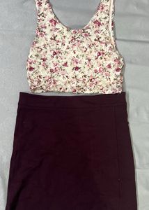 Floral Lace Crop Top With Skirt ( Negotiable)