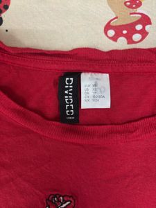 Red Rose Embroidered H&amp;M top