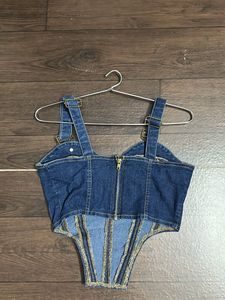Blue Denim Corset Top