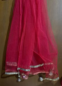 Red Dupatta with Golden Border