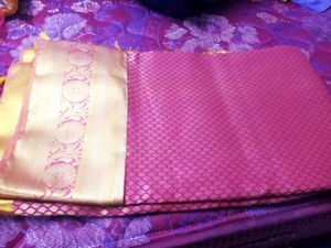 price drop Pink &amp; Gold  Silk Saree with blouse
