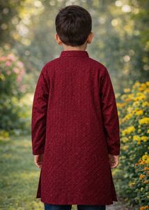 Maroon Embroidered Kurta