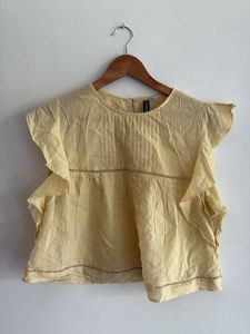 Light beige Flutter Sleeve Top