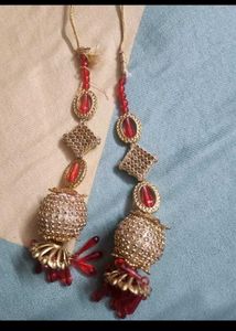Boho Red &amp; Gold Tassel Dangles