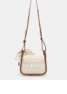 savana Chic Cream Crossbody Bag with Scarf Detail