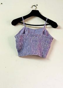 Cute checks lavender Gingham Crop Top &amp; Pants Set