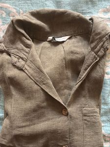 Olive Green Linen Blend Shirt