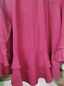 Beautiful Maroon Top with Embroidery for casual we