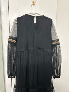 Boho Embroidered Black Dress