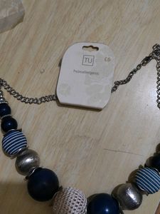 Chunky Blue Beaded Statement Necklace
