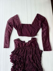 Stunning Ruffled Purple Ethnic Gown