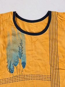 Yellow Printed Kurta with Black Accents
