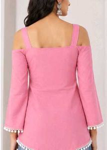 Pink Cold Shoulder Lace-Up Kurta