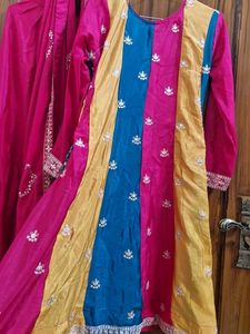 Vibrant Embellished Kurta Set with Dupatta