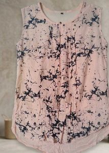 Stylish Sleeveless Pink Marble Print Top