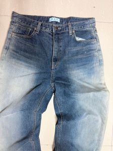 Distressed Wash Wide Leg Jeans