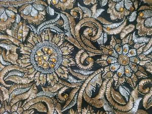 Black Colour Golden Thread Work