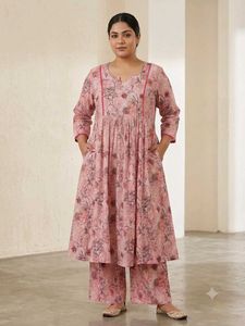 Pink Floral Kurta Set