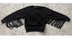 Fringe Detail Black Sweatshirt