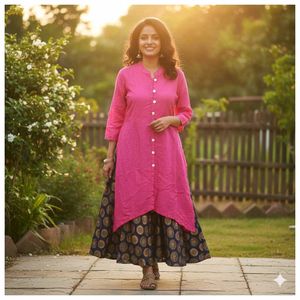 Stylish Pink Kurta with Skirt