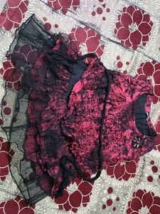 maroon  & Black Ruffle Top