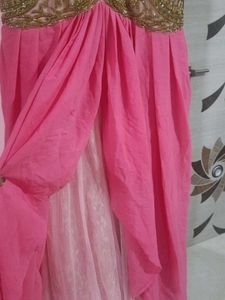Elegant Pink &amp; Gold Ethnic Gown