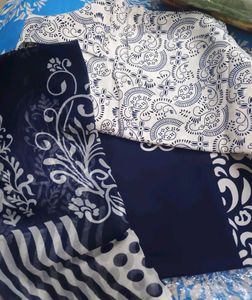 Elegant Navy Blue Kurta Set Material